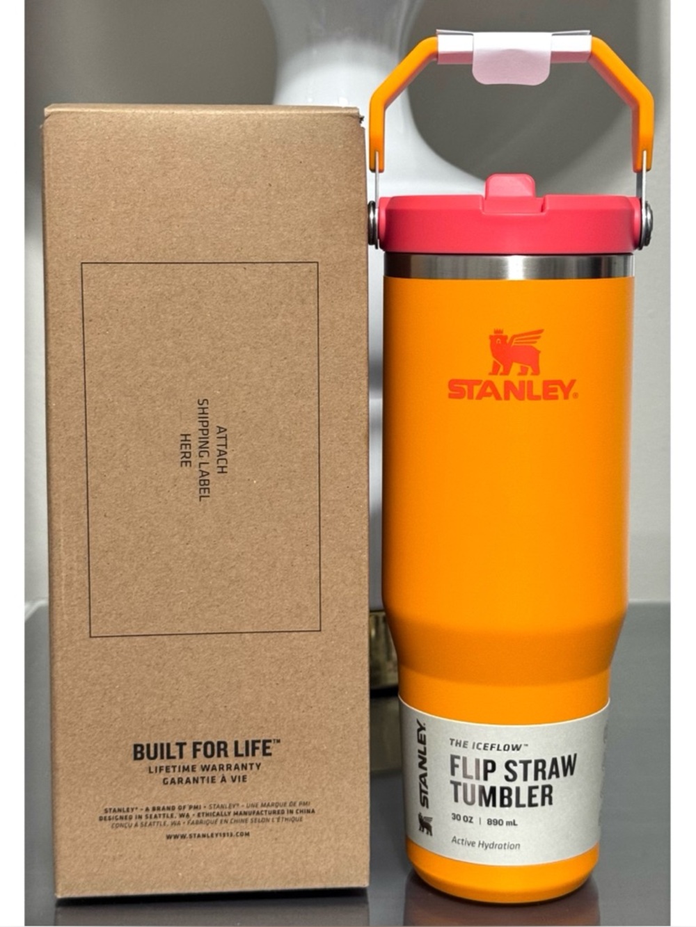 Stanley Ice Flow Flip Straw Tumbler 30oz, GOLDENROD CORAL